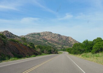 Scenic drive to Mt. Scott at Comanche County, Oklahoma.