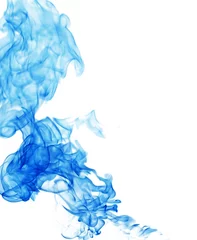 Deurstickers Blue smoke on a white background © photodeedooo