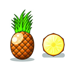 Set Abstract Collection Food Pineapple Meal Background Vector Design Style Ripe Slice