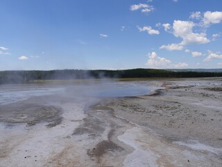 Breathtaking view of Lower Geyser Basin at Yellowstone National Park, Wyoming.