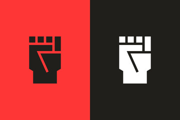 Closed fist flat glyph icon. Vector illustration symbolizing protests, riots, activism, black lives matter and fighting for equality