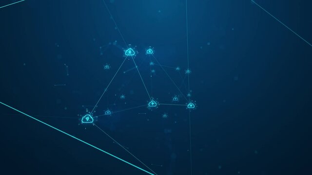 Cloud computing and Big data concept. Network connectivity of digital data and futuristic information. Abstract hi-speed internet of things IOT  big data cloud computing. Seamless 4K loop.