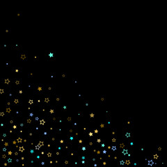 Gold, Blue stars, sprocket, shiny confetti. 