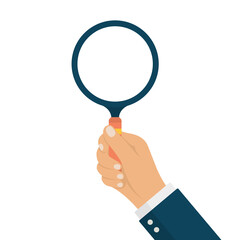 Businessman Hand Holding Magnifying Glass. Looking Through Magnifying Glass.