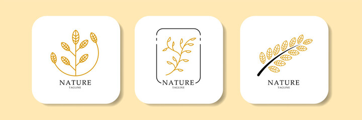 Leaf Line Logo Premium Vector