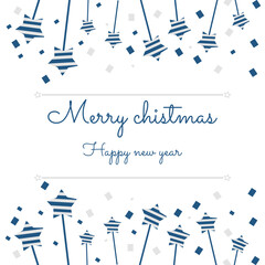 Christmas Greeting Cards, New Year Greeting Text And decorated with paper stars and ribbin