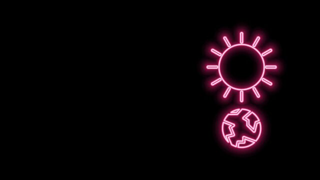 Glowing neon line Solstice icon isolated on black background. 4K Video motion graphic animation