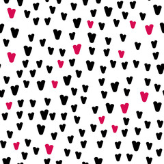 Vintage doodle seamless pattern with hearts. Cute repeating background. Vector pattern.