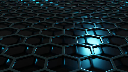 hexagon pattern of solid metal wall background