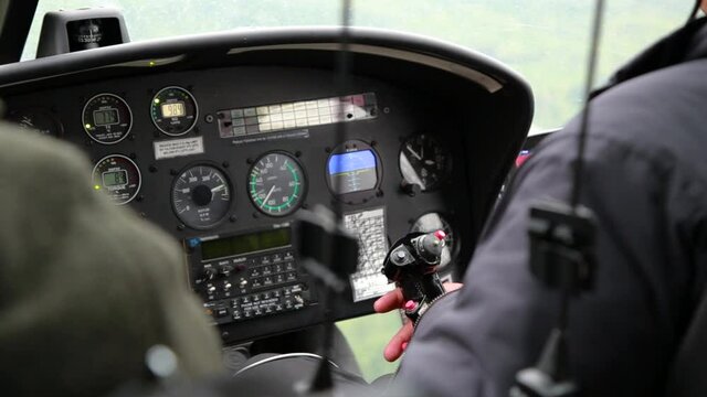 An instrument panel of an Airbus H125 helicopter in flight. HD 24FPS.
