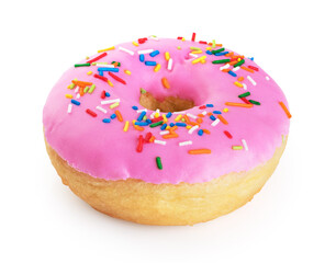 Donut with sprinkles isolated on white background.