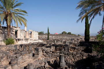 Fototapeta premium Ruins of ancient Synagogue in Capernaum, Israel