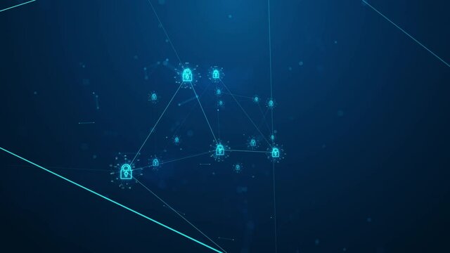 Cybersecurity concept. Cyber Security of Digital Data Network Protection. Illustrates cyber data security or information privacy idea.  Information technology of internet of things (IoT). Seamless 4K