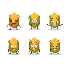 Corn cartoon in character with nope expression