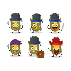 Cartoon character of corn with various pirates emoticons