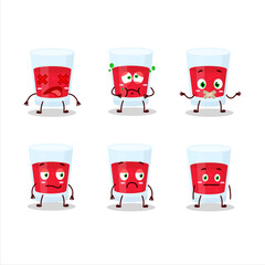 Cranberry juice cartoon character with nope expression