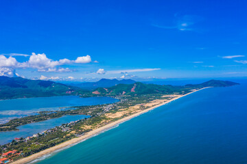 Aerial view of Lang Co bay and beach, Hai Van pass, Lap An lagoon, Hue, Vietnam.