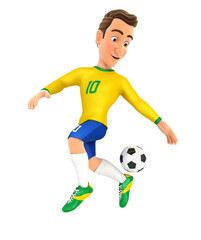 3d soccer player yellow jersey backheel control