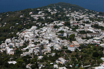 Fototapeta na wymiar View of village in Tyrrhenian sea, Capri Island, Italy