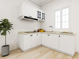 The bright and tidy kitchen has Kitchenware and other facilities