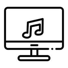 Pixel perfect desktop music audio player line icon