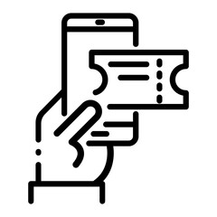 Pixel perfect buying mobile online ticket line icon
