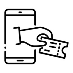 Pixel perfect buying mobile online ticket line icon