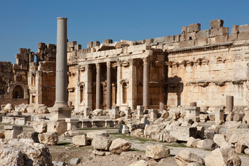 Fototapeta na wymiar The Great Court of the Temple of Jupiter in Baalbek Roman Ruins, Lebanon
