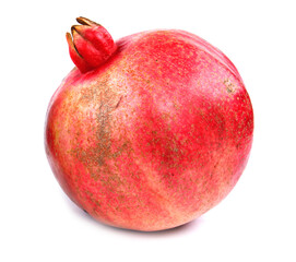Ripe red pomegranate on a white background
