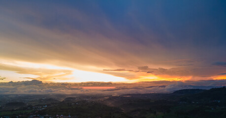 sunset over the city of Alajuela, Costa Rica