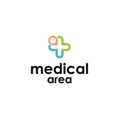 Modern Medical Cross Logo Design with Location and Healthcare Elements for Clinic and Pharmacy