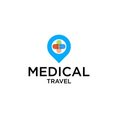 medical travel logo design, with Cross Health vector