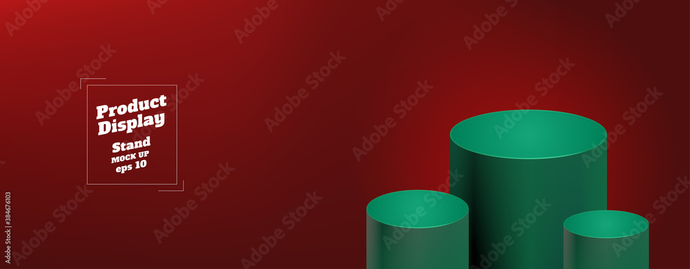 Aufkleber Vector studio background gradient light red color with green round kiosk stand ,product display with copy space for display of content design.Banner for christmas advertise product