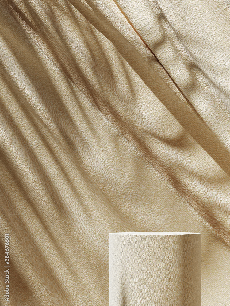 Fototapete minimal background for branding and product presentation. sunshade shadow on beige podium with beige
