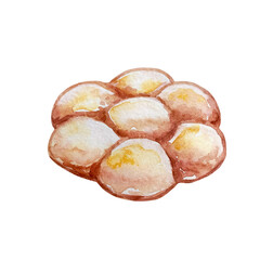 Watercolor drawing of delicious pastries