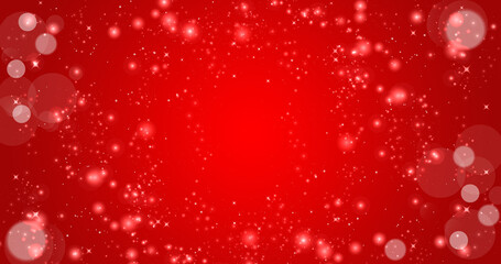 Christmas background red. Holiday pattern abstract light bokeh and  glitter.