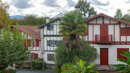 Typical houses in the village of Ainhoa in the Basque country
