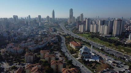 Obraz premium drone footage to Ataşehir, İstanbul Turkey