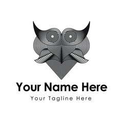 Owl logo with line style for community, bussiness, tattoo and sport