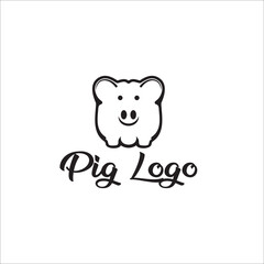 pig logo silhouette icon vector	