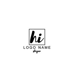 Fototapeta na wymiar Initial letter HI, minimalist template concept design vector.