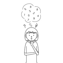 Illustration of a girl who is having trouble remembering her password(pin code, pass code)