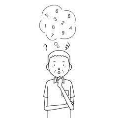 Illustration of a senior man who is having trouble remembering his password(pin code, pass code)