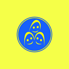 smiley face logo  on a blue background