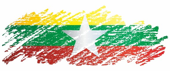 Flag of Myanmar, Republic of the Union of Myanmar. Bright, colorful vector illustration