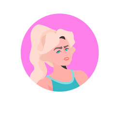 young woman profile avatar beautiful girl face female cartoon character portrait vector illustration