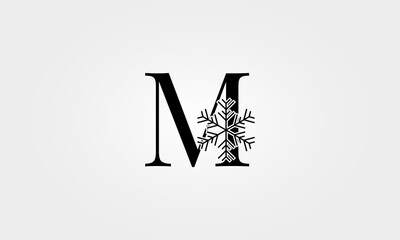 alphabet snow flake letter m