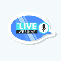 Live Webinar Button, icon, emblem label gradient Vector illustration flat linear badge and banner, bubble, scroll, text speech, sticker, ribbon, embem, poster.