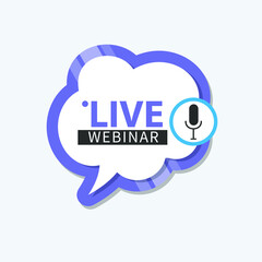 Live Webinar Button, icon, emblem label gradient Vector illustration flat linear badge and banner, bubble, scroll, text speech, sticker, ribbon, embem, poster.