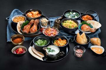 Assortment Indian recipes food various.